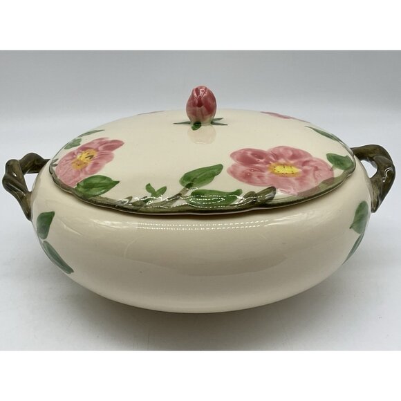 Desert Rose VTG Round Covered Vegetable Dish From Franciscan Ware with Handles - Picture 9 of 15